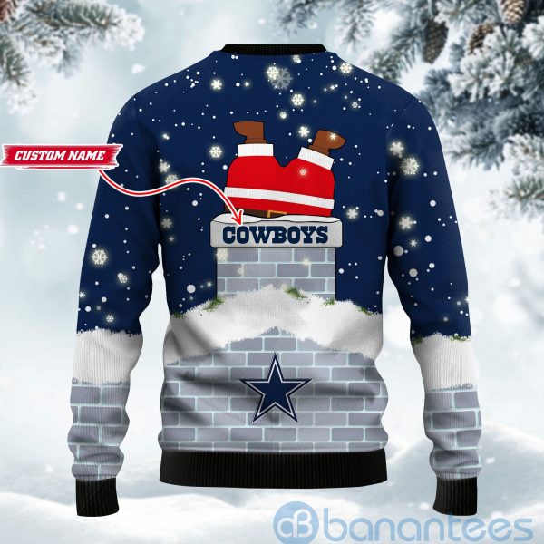 Dallas Cowboys Football Team Logo Symbol Santa Claus Custom Name Christmas 3D Sweater Product Photo
