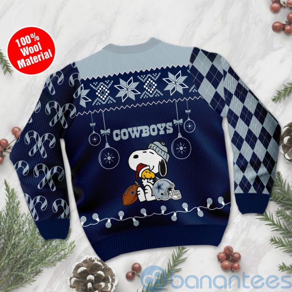 Dallas Cowboys Funny Charlie Brown Peanuts Snoopy Christmas Tree Ugly Christmas 3D Sweater Product Photo