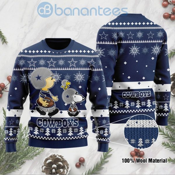 Dallas Cowboys Funny Charlie Brown Peanuts Snoopy Ugly Christmas 3D Sweater Product Photo