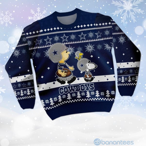 Dallas Cowboys Funny Charlie Brown Peanuts Snoopy Ugly Christmas 3D Sweater Product Photo