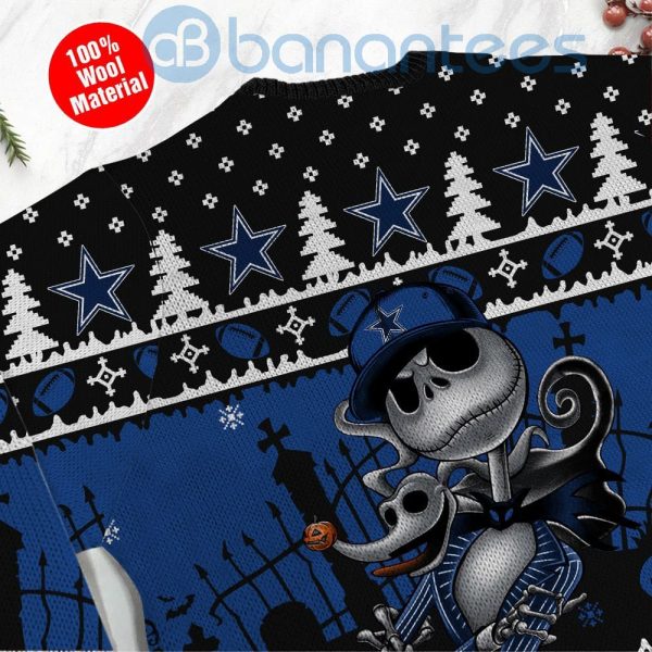 Dallas Cowboys Jack Skellington Halloween Ugly Christmas 3D Sweater Product Photo