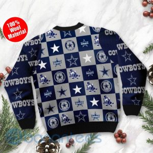 Dallas Cowboys Logo Checkered Flannel Design Ugly Christmas 3D Sweater Product Photo