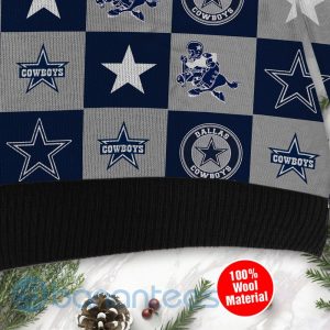 Dallas Cowboys Logo Checkered Flannel Design Ugly Christmas 3D Sweater Product Photo