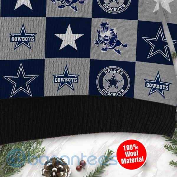 Dallas Cowboys Logo Checkered Flannel Design Ugly Christmas 3D Sweater Product Photo