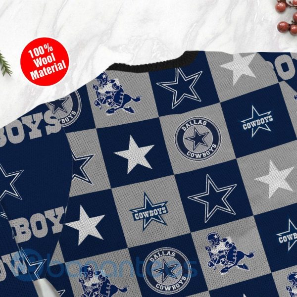 Dallas Cowboys Logo Checkered Flannel Design Ugly Christmas 3D Sweater Product Photo