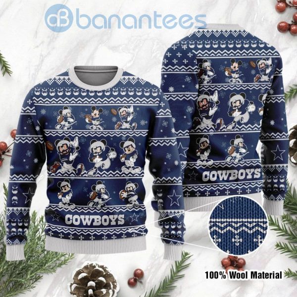 Dallas Cowboys Mickey Mouse Ugly Christmas 3D Sweater Product Photo
