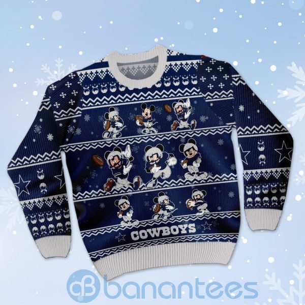 Dallas Cowboys Mickey Mouse Ugly Christmas 3D Sweater Product Photo