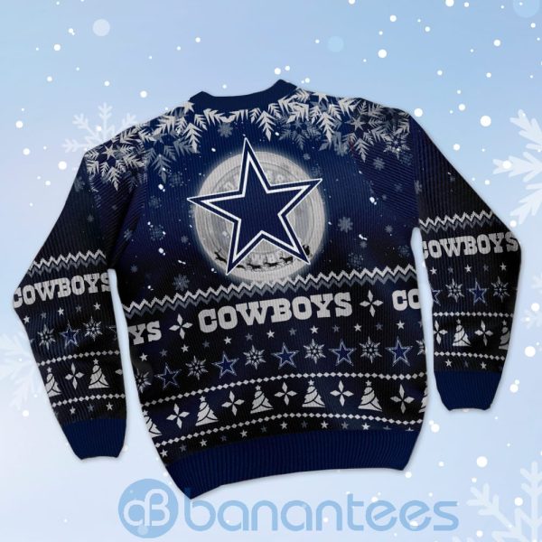 Dallas Cowboys Santa Claus In The Moon Ugly Christmas 3D Sweater Product Photo