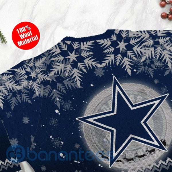 Dallas Cowboys Santa Claus In The Moon Ugly Christmas 3D Sweater Product Photo