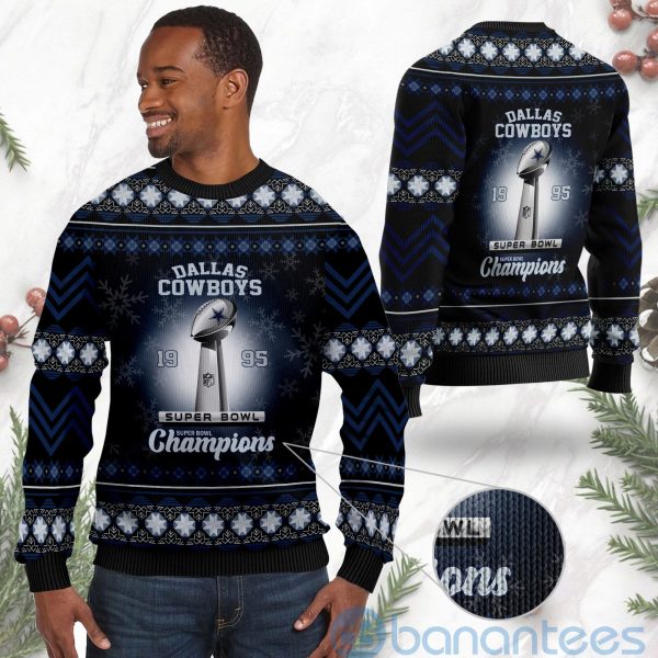 Dallas Cowboys Super Bowl Champions Cup Ugly Christmas 3D Sweater Product Photo