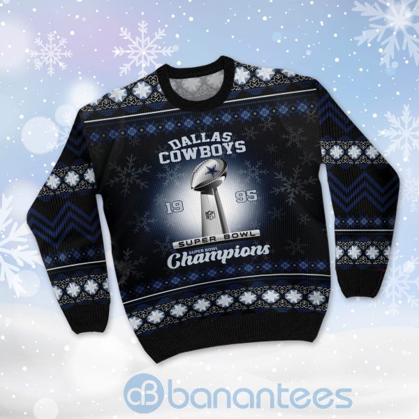 Dallas Cowboys Super Bowl Champions Cup Ugly Christmas 3D Sweater Product Photo