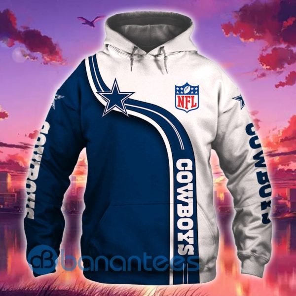 Dallas Cowboys White And Navy Simple Design Full Printed 3D Hoodie Zip Hoodie Product Photo