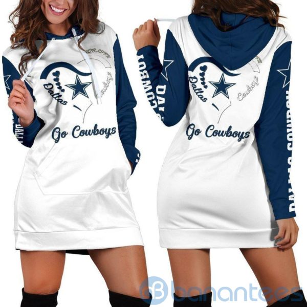 Dallas Cowboys White Hoodie Dress For Women Product Photo
