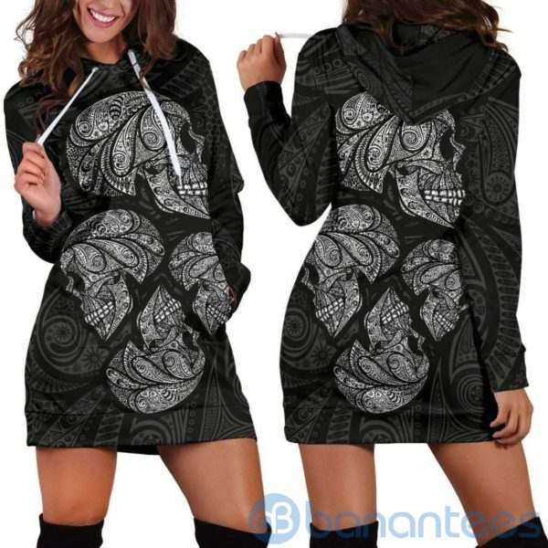 Dark Skull Hoodie Dress For Women Product Photo