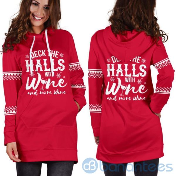 Deck The Halls With Wine Hoodie Dress For Women Product Photo