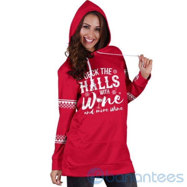 Deck The Halls With Wine Hoodie Dress For Women Product Photo