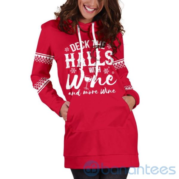 Deck The Halls With Wine Hoodie Dress For Women Product Photo