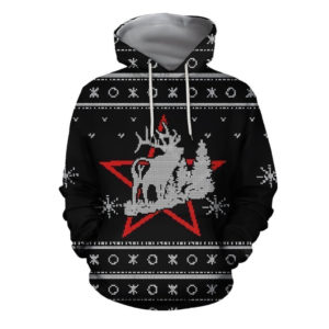 Deer Knitting Pattern Merry Christmas All Over Printed 3D Shirt - 3D Hoodie - Black