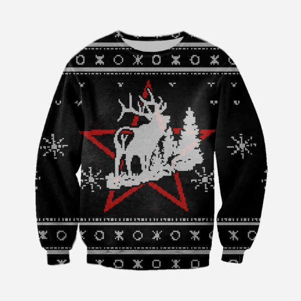Deer Knitting Pattern Merry Christmas All Over Printed 3D Shirt - 3D Sweatshirt - Black