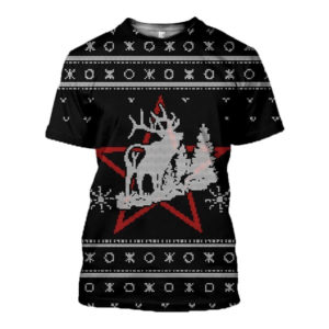 Deer Knitting Pattern Merry Christmas All Over Printed 3D Shirt - 3D T-Shirt - Black