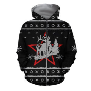 Deer Knitting Pattern Merry Christmas All Over Printed 3D Shirt - 3D Zip Hoodie - Black