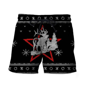 Deer Knitting Pattern Merry Christmas All Over Printed 3D Shirt - Short Pant - Black