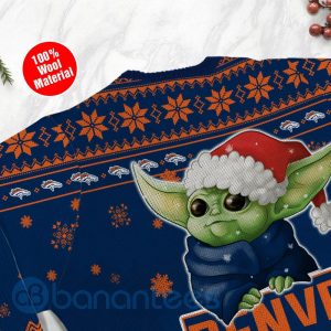 Denver Broncos Cute Baby Yoda Grogu Ugly Christmas 3D Sweater Product Photo