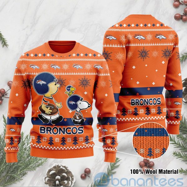 Denver Broncos Funny Charlie Brown Peanuts Snoopy Ugly Christmas 3D Sweater Product Photo