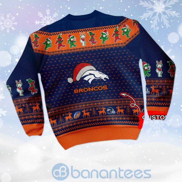 Denver Broncos Grateful Dead SKull And Bears Custom Name Ugly Christmas 3D Sweater Product Photo