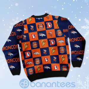 Denver Broncos Logo Checkered Flannel Design Ugly Christmas 3D Sweater Product Photo