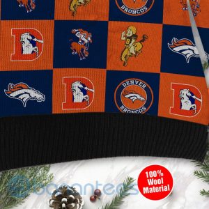 Denver Broncos Logo Checkered Flannel Design Ugly Christmas 3D Sweater Product Photo