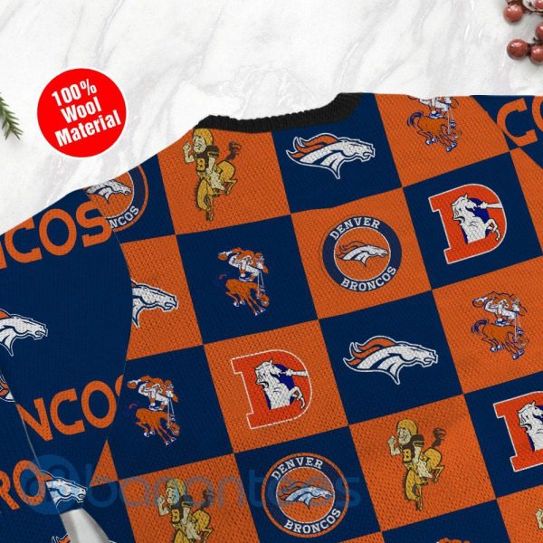 Denver Broncos Logo Checkered Flannel Design Ugly Christmas 3D Sweater Product Photo