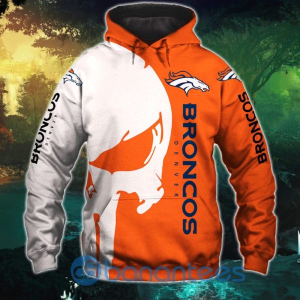 Denver Broncos Men's Skull Design Full Printed 3D Hoodie Zip Hoodie Product Photo