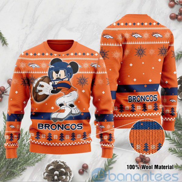 Denver Broncos Mickey Mouse Funny Ugly Christmas 3D Sweater Product Photo