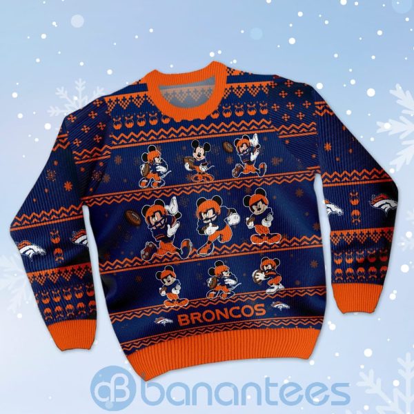 Denver Broncos Mickey Mouse Ugly Christmas 3D Sweater Product Photo