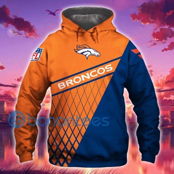 Denver Broncos Orange Navy All Over Printed 3D Hoodie Zip Hoodie Product Photo