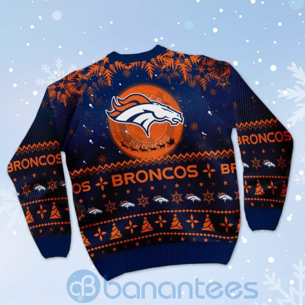 Denver Broncos Santa Claus In The Moon Ugly Christmas 3D Sweater Product Photo