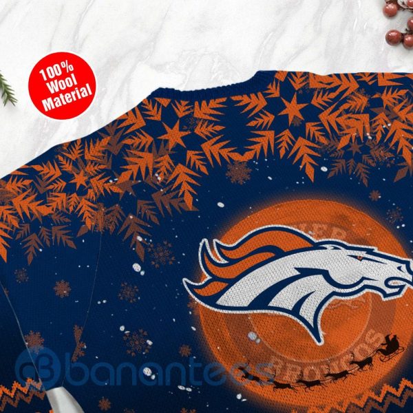 Denver Broncos Santa Claus In The Moon Ugly Christmas 3D Sweater Product Photo