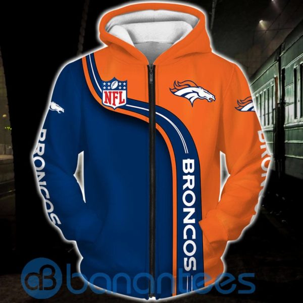 Denver Broncos Zip Up All Over Printed 3D Hoodie, Zip Hoodie Broncos Product Photo