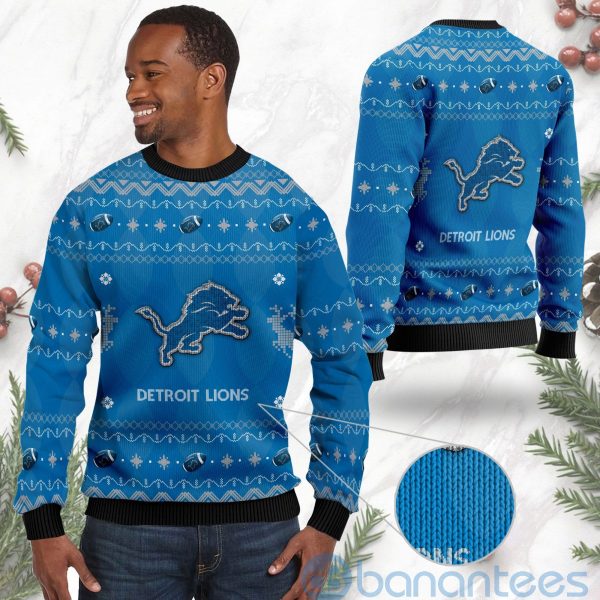 Detroit Lions American Football Black Ugly Christmas 3D Sweater Product Photo