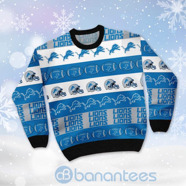 Detroit Lions American Football Team Logo Helmet Symbols Ugly Christmas 3D Sweater Product Photo