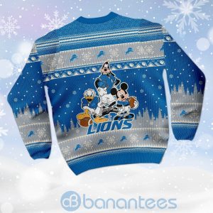 Detroit Lions Disney Donald Duck Mickey Mouse Goofy Custom Name Christmas 3D Sweater Product Photo