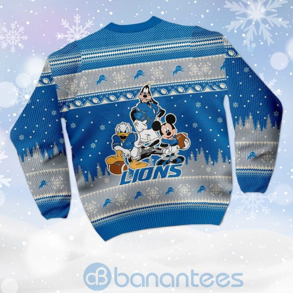 Detroit Lions Disney Donald Duck Mickey Mouse Goofy Custom Name Christmas 3D Sweater Product Photo