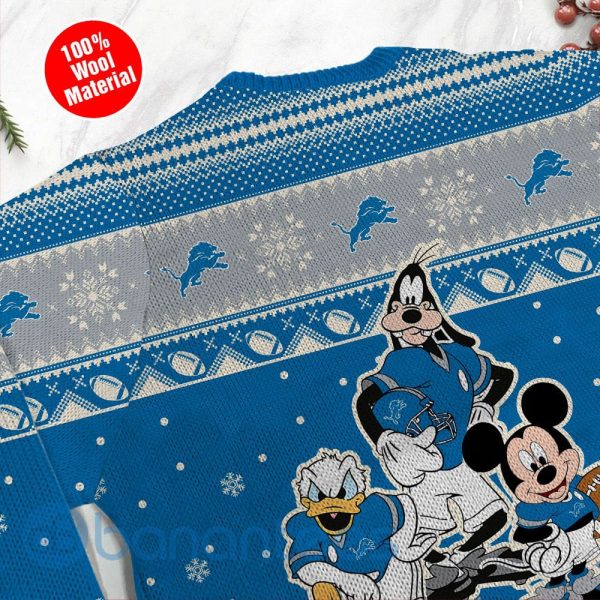 Detroit Lions Disney Donald Duck Mickey Mouse Goofy Custom Name Christmas 3D Sweater Product Photo
