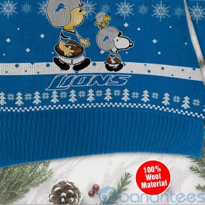 Detroit Lions Funny Charlie Brown Peanuts Snoopy Ugly Christmas 3D Sweater Product Photo