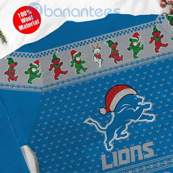 Detroit Lions Grateful Dead SKull And Bears Custom Name Uglu Christmas 3D Sweater Product Photo