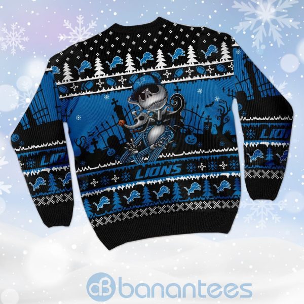 Detroit Lions Jack Skellington Halloween Ugly Christmas 3D Sweater Product Photo