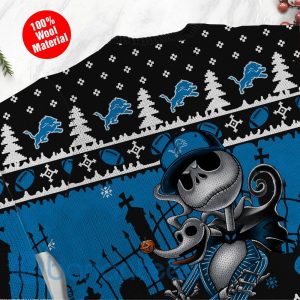 Detroit Lions Jack Skellington Halloween Ugly Christmas 3D Sweater Product Photo