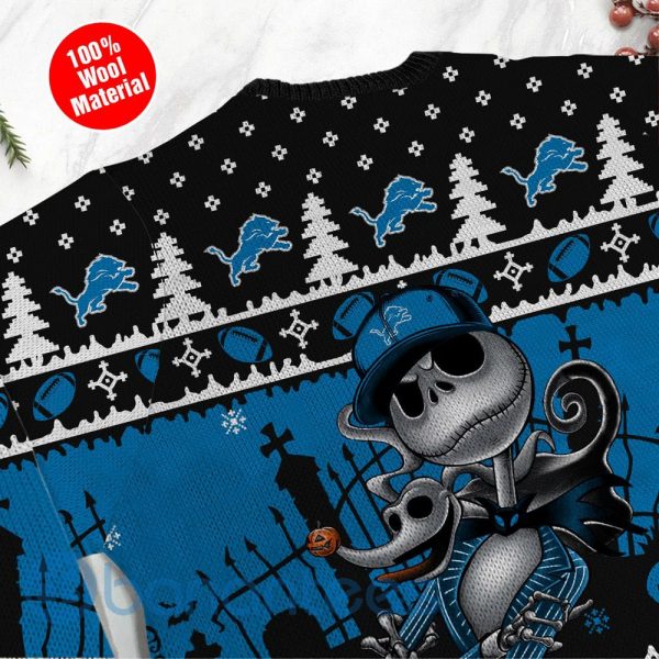 Detroit Lions Jack Skellington Halloween Ugly Christmas 3D Sweater Product Photo