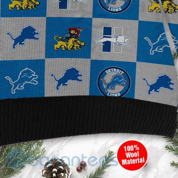 Detroit Lions Logo Checkered Flannel Design Ugly Christmas 3D Sweater Product Photo